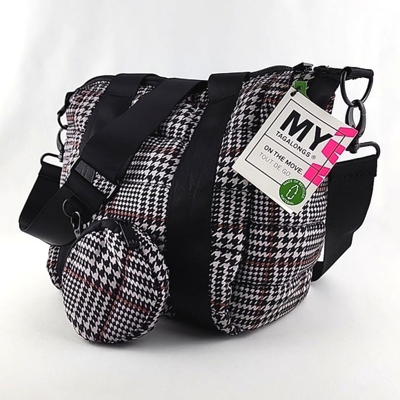 MyTagalongs  Mini Crossbody Tote Handbag Crossbody Bag Harper Tweed Black Brown - Picture 6 of 16